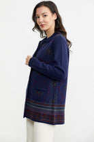 Desenli Kalın Triko Ceket - Lacivert (3) Sementa