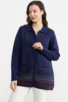 Desenli Kalın Triko Ceket - Lacivert (4) Sementa