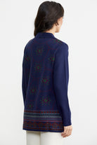 Desenli Kalın Triko Ceket - Lacivert (5) Sementa