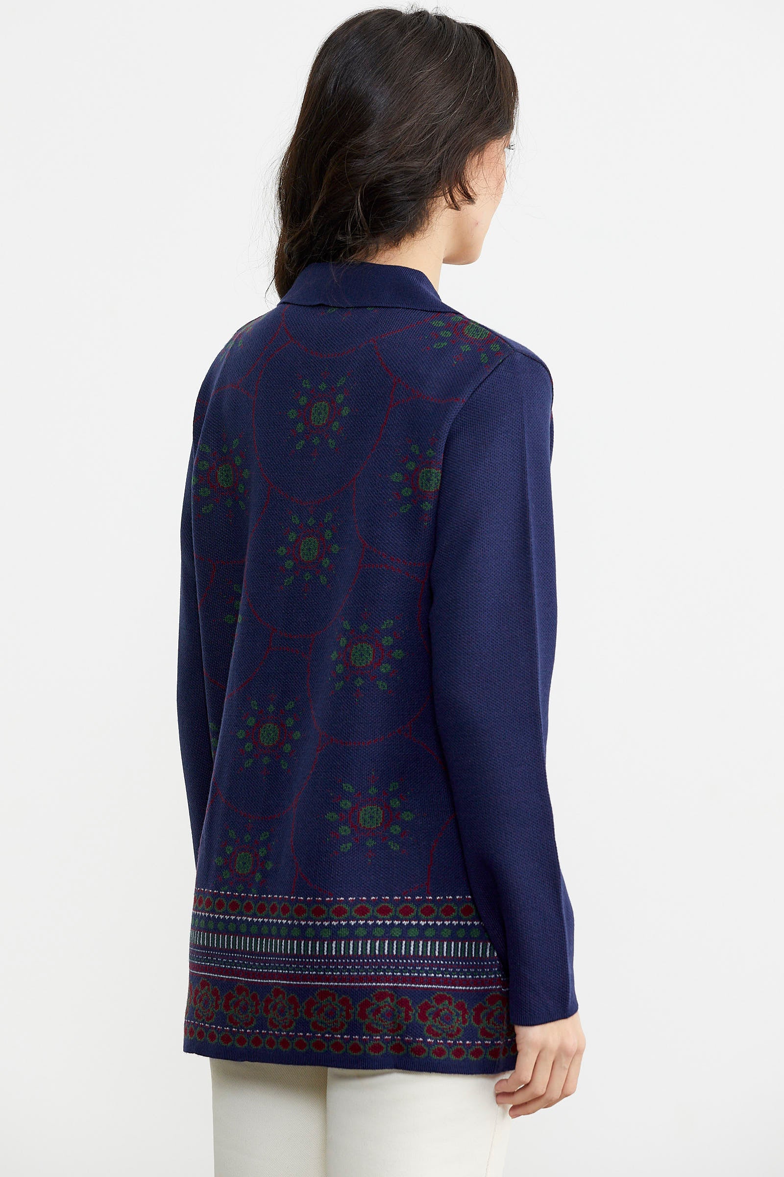 Desenli Kalın Triko Ceket - Lacivert (5) Sementa