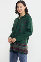 Desenli Kalın Triko Ceket - Yeşil (3) Sementa