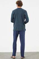 Desenli Rahat Kalıp Pamuk Pijama Takım - Lacivert (5) Sementa