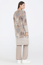 Desenli Triko Kadın Ceket - Bej (4) Sementa