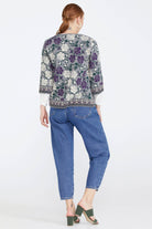 Desenli Triko Kadın Ceket - Gri - Krem (4) Sementa