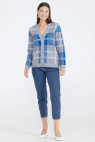 Desenli V Yaka Kadın Triko Hırka - Gri (3) Sementa