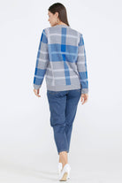 Desenli V Yaka Kadın Triko Hırka - Gri (4) Sementa