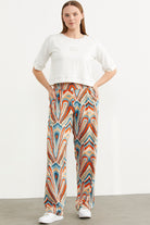 Desenli Viskon Dökümlü Pantolon - Açık Mavi (1) Sementa