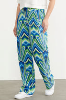 Desenli Viskon Dökümlü Pantolon - Yeşil (3) Sementa