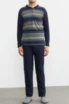 Desenli Yazlık Pijama Takım - Antrasit - Lacivert (1) Sementa