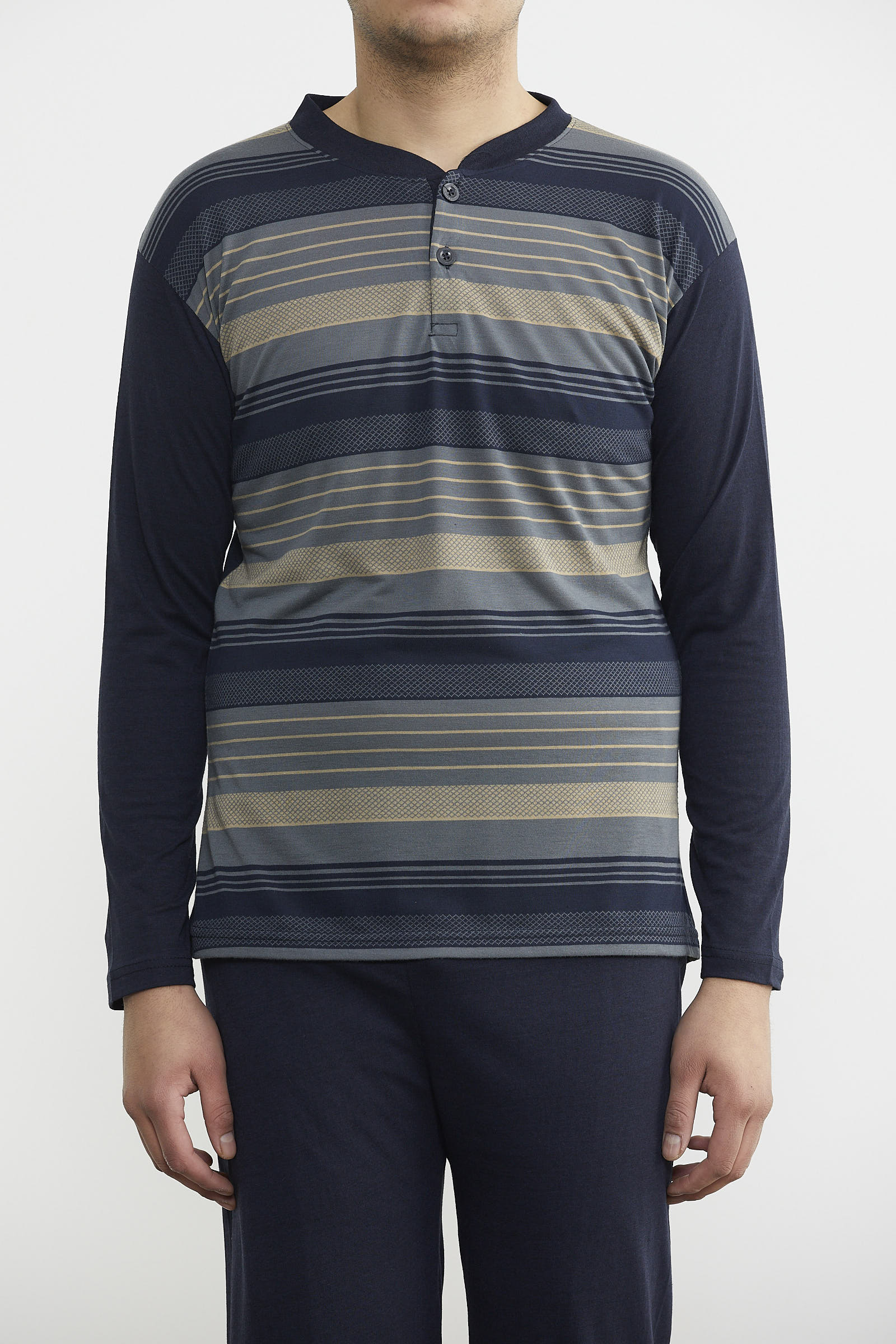 Desenli Yazlık Pijama Takım - Antrasit - Lacivert (2) Sementa