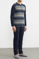 Desenli Yazlık Pijama Takım - Antrasit - Lacivert (4) Sementa