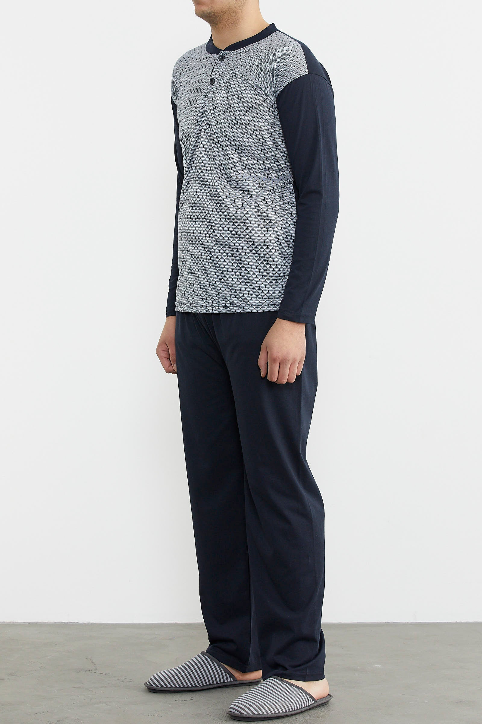 Desenli Yazlık Pijama Takım - Gri (3) Sementa