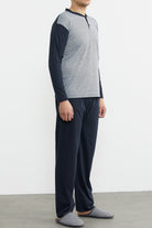 Desenli Yazlık Pijama Takım - Gri (4) Sementa