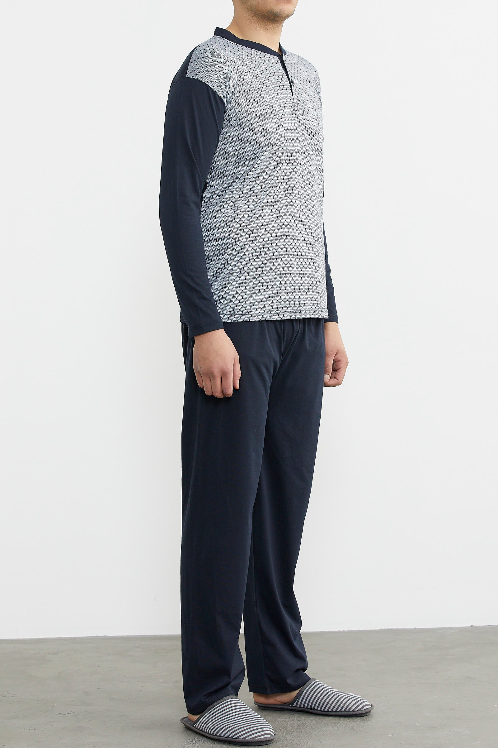 Desenli Yazlık Pijama Takım - Gri (4) Sementa