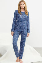 Desenli Yumoş Pijama Takım - Mavi - Sementa