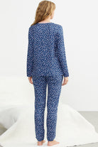 Desenli Yumoş Pijama Takım - Mavi - Sementa