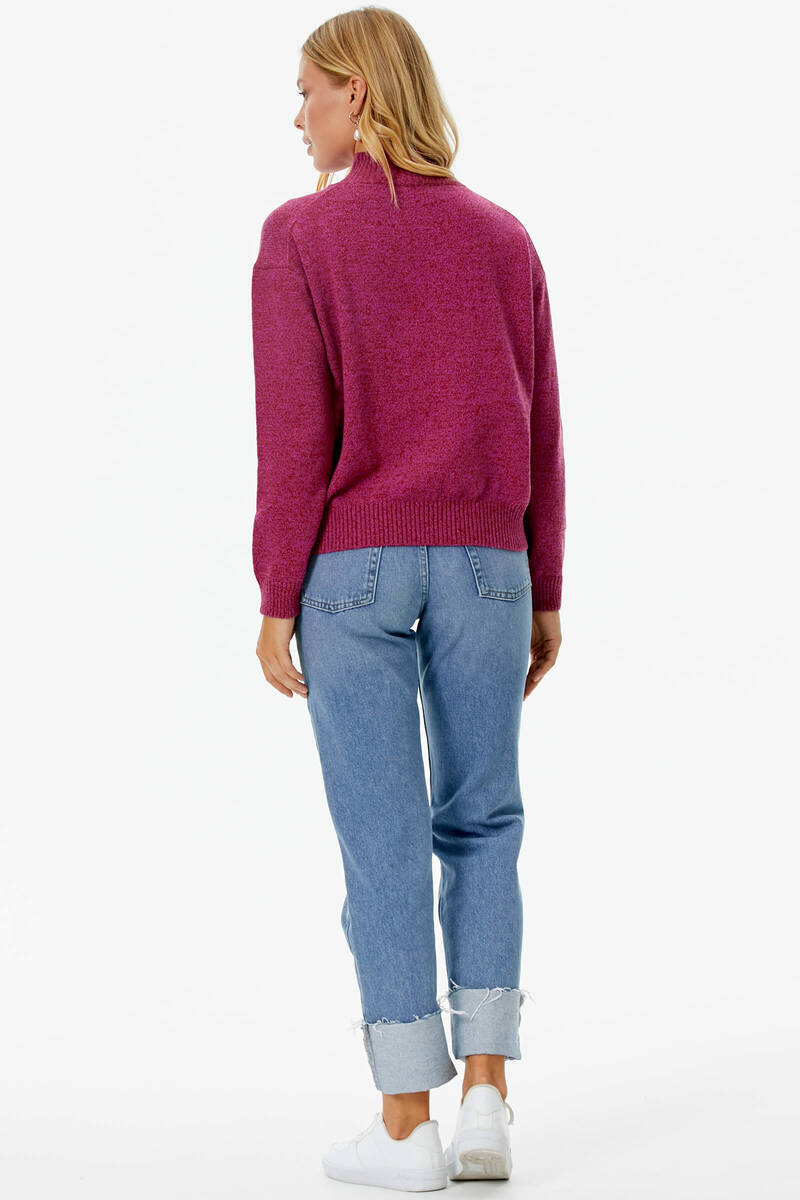 Dik Yaka Cepli Triko Kazak - Kırmızı (4) Sementa