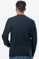 Dik Yaka Fermuarlı Cepli Triko Hırka - Lacivert (4) Sementa