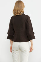 Dik Yaka Kalın Yünlü Triko Ceket - Kahve - Vizon (5) Sementa