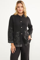 Dolu İğne Düğmeli Kalın Triko Ceket - Siyah (2) Sementa