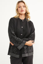 Dolu İğne Düğmeli Kalın Triko Ceket - Siyah (4) Sementa