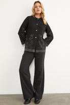 Dolu İğne Düğmeli Kalın Triko Ceket - Siyah (5) Sementa