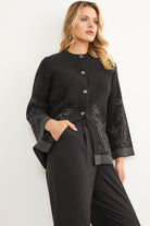 Dolu İğne Düğmeli Kalın Triko Ceket - Siyah (1) Sementa