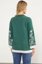 Dolu İğne Düğmeli Kalın Triko Ceket - Yeşil (5) Sementa