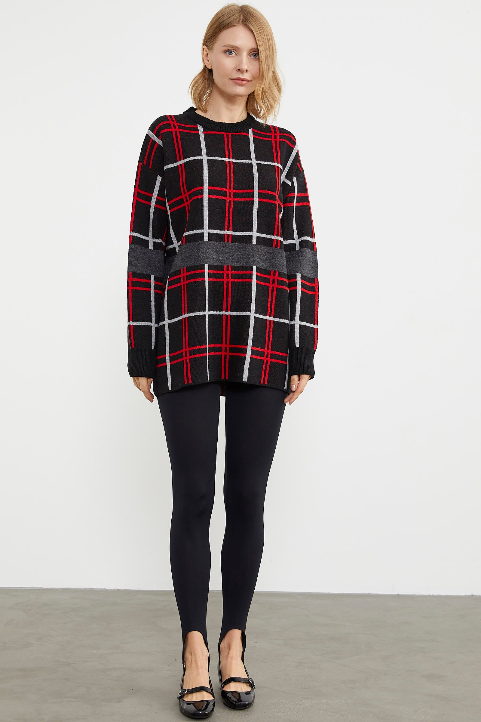 Dolu İğne Jakarlı Triko Kazak - Siyah (3) Sementa