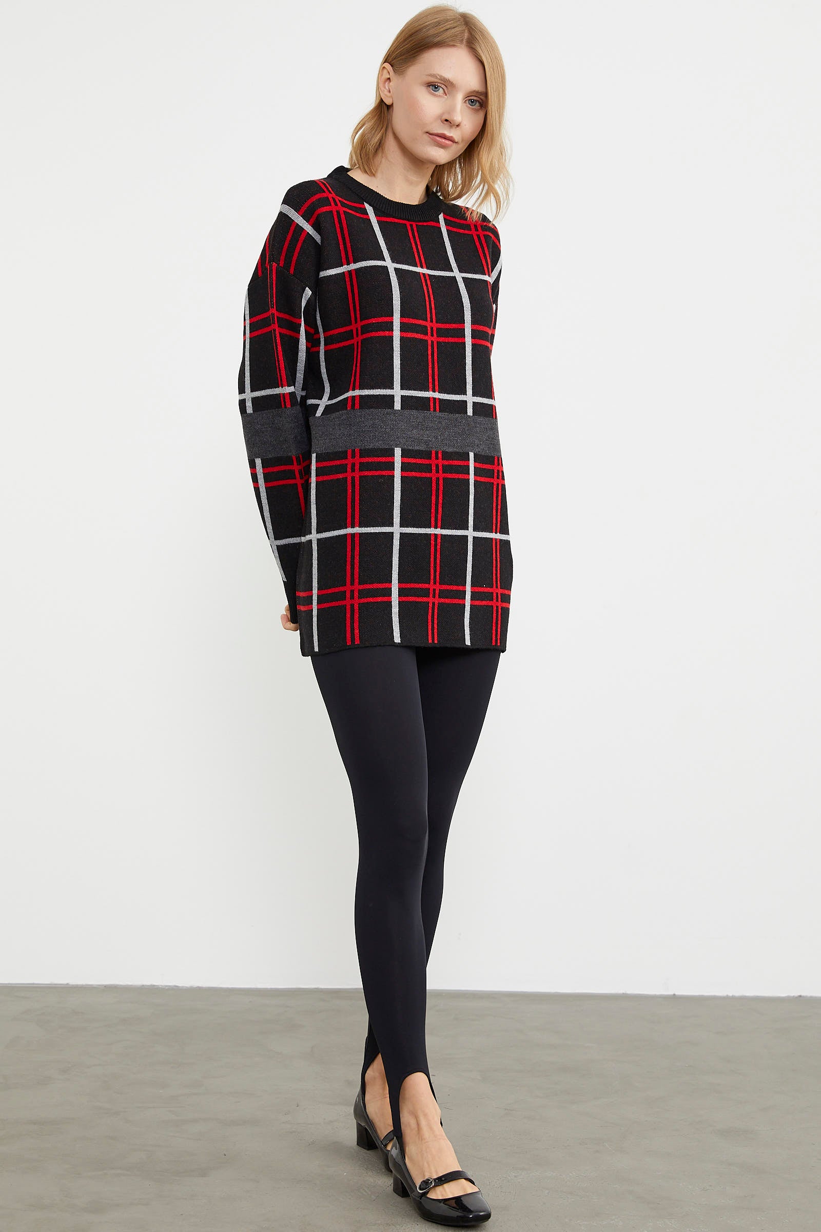 Dolu İğne Jakarlı Triko Kazak - Siyah (5) Sementa