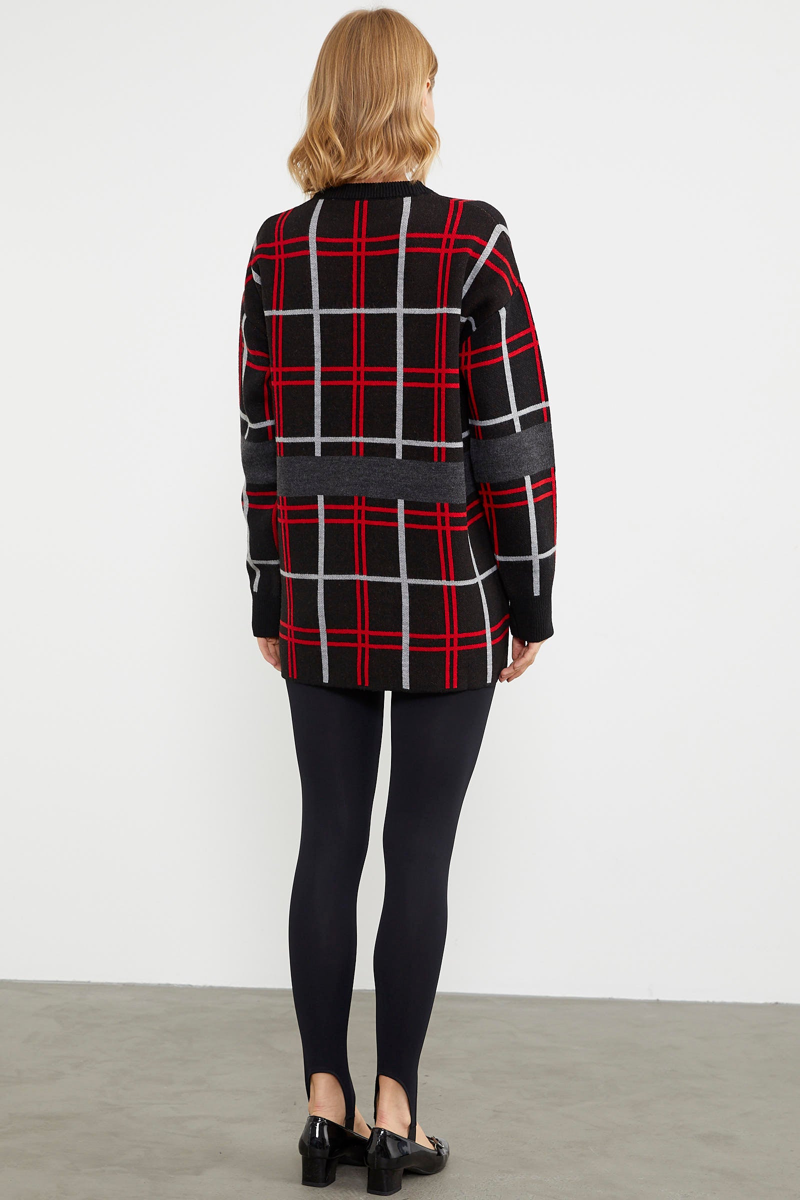 Dolu İğne Jakarlı Triko Kazak - Siyah (7) Sementa