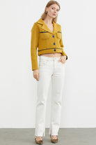 Dolu İğne Yünlü Kısa Triko Ceket - Güneş - Kahverengi (4) Sementa