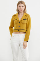 Dolu İğne Yünlü Kısa Triko Ceket - Güneş - Kahverengi (1) Sementa