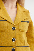 Dolu İğne Yünlü Kısa Triko Ceket - Güneş - Kahverengi (6) Sementa