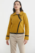 Düğme Detaylı Triko Ceket - Güneş - Kahverengi (1) Sementa