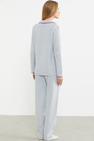 Düğmeli Gömlek Model Pijama Takım - Gri - Sementa