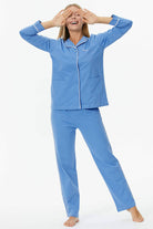 Düğmeli Gömlek Yaka Pijama - Mavi (2) Sementa