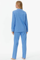 Düğmeli Gömlek Yaka Pijama - Mavi (5) Sementa