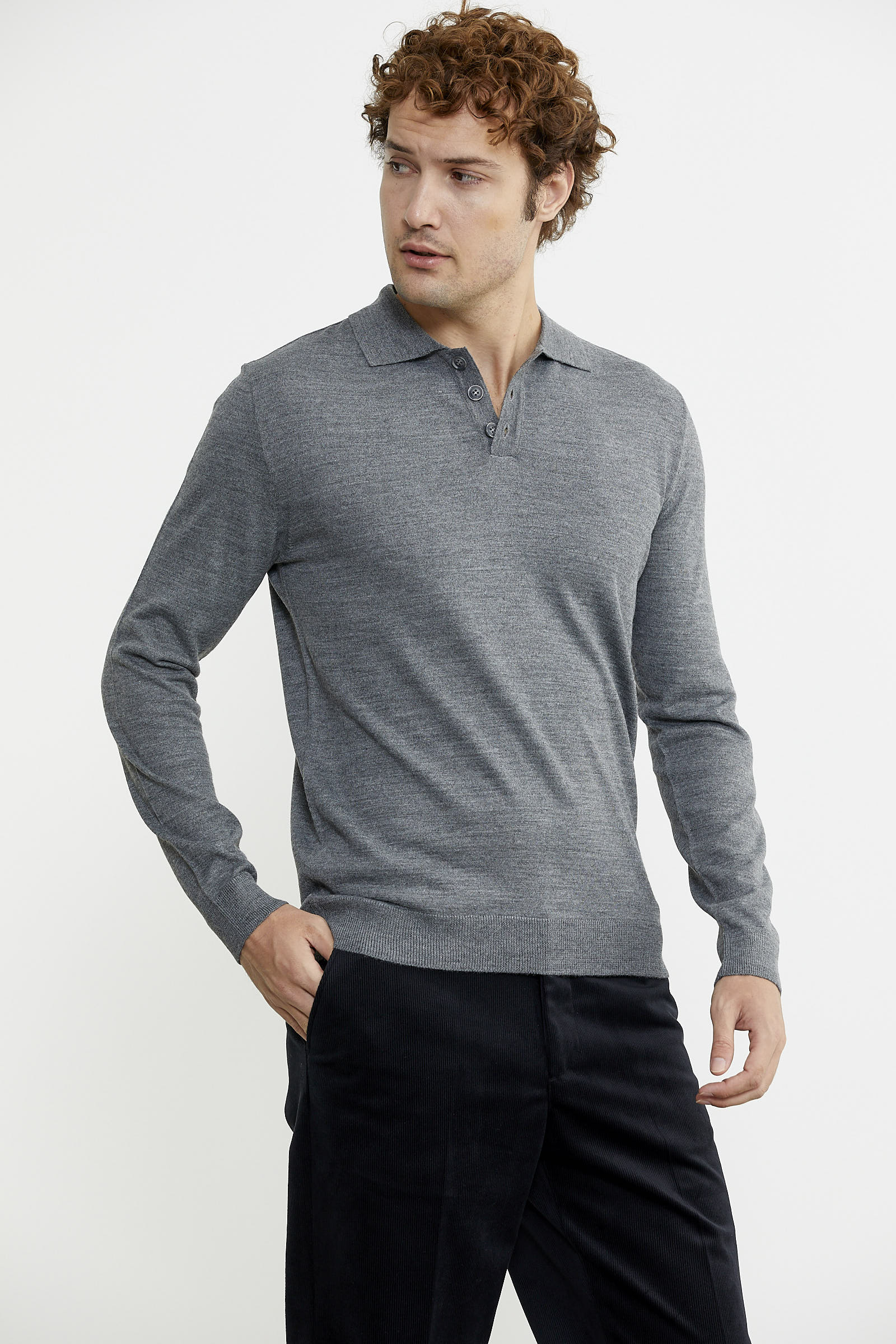 Men's Polo Neck Knitted Sweater - Smoke – SEMENTA