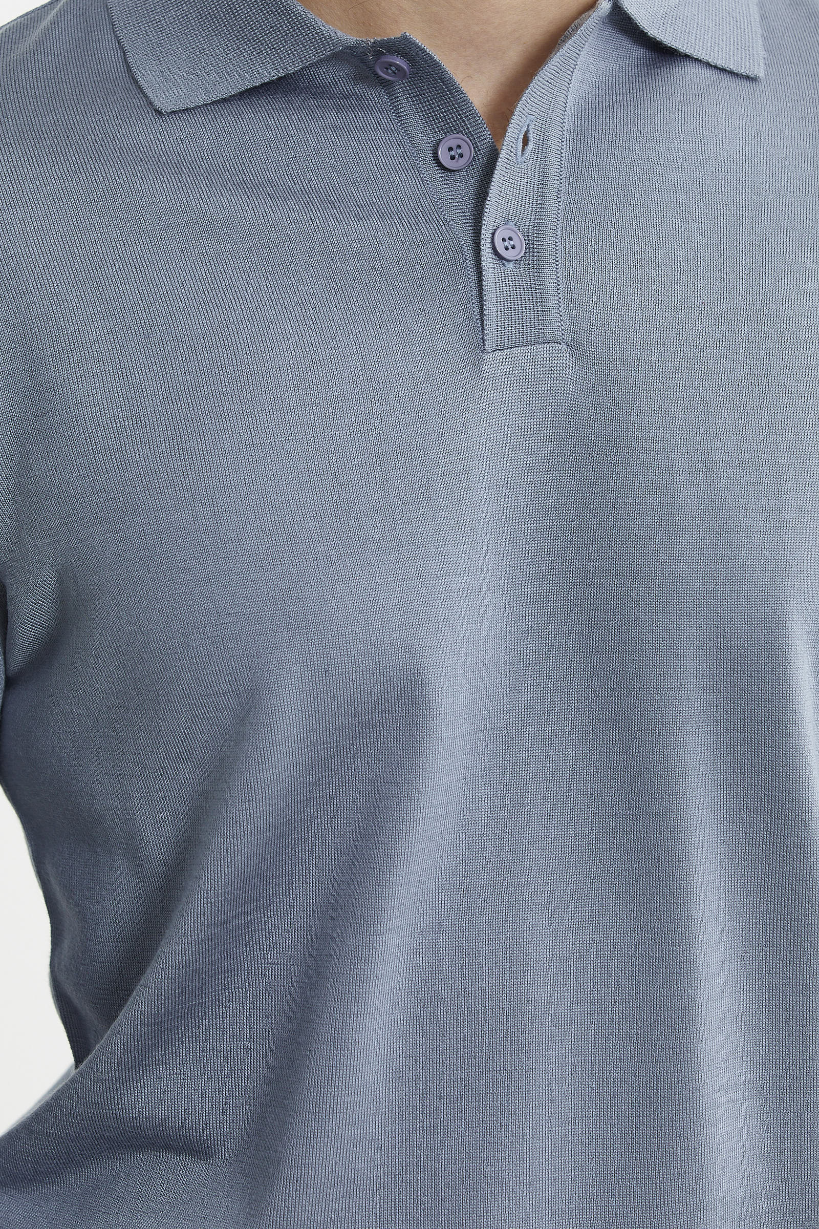 Erkek Polo Yaka Triko Kazak - Mavi - Sementa