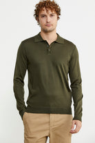 Erkek Polo Yaka Triko Kazak - Yeşil - Sementa