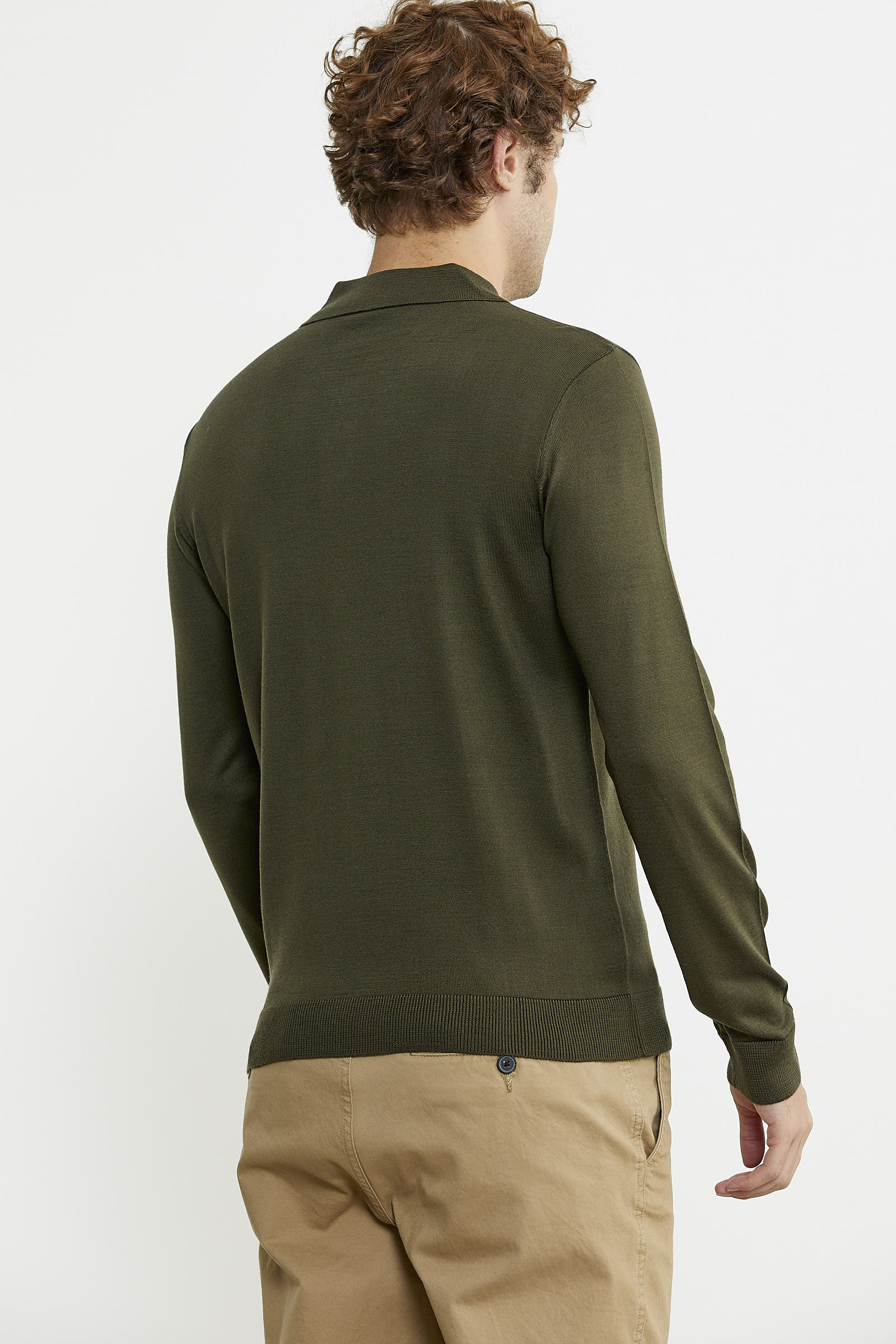 Erkek Polo Yaka Triko Kazak - Yeşil - Sementa