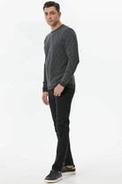 Erkek Sıfır Yaka Desenli Triko Kazak - Antrasit (5) Sementa