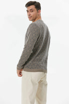 Erkek Sıfır Yaka Desenli Triko Kazak - Sütlü Kahve (5) Sementa