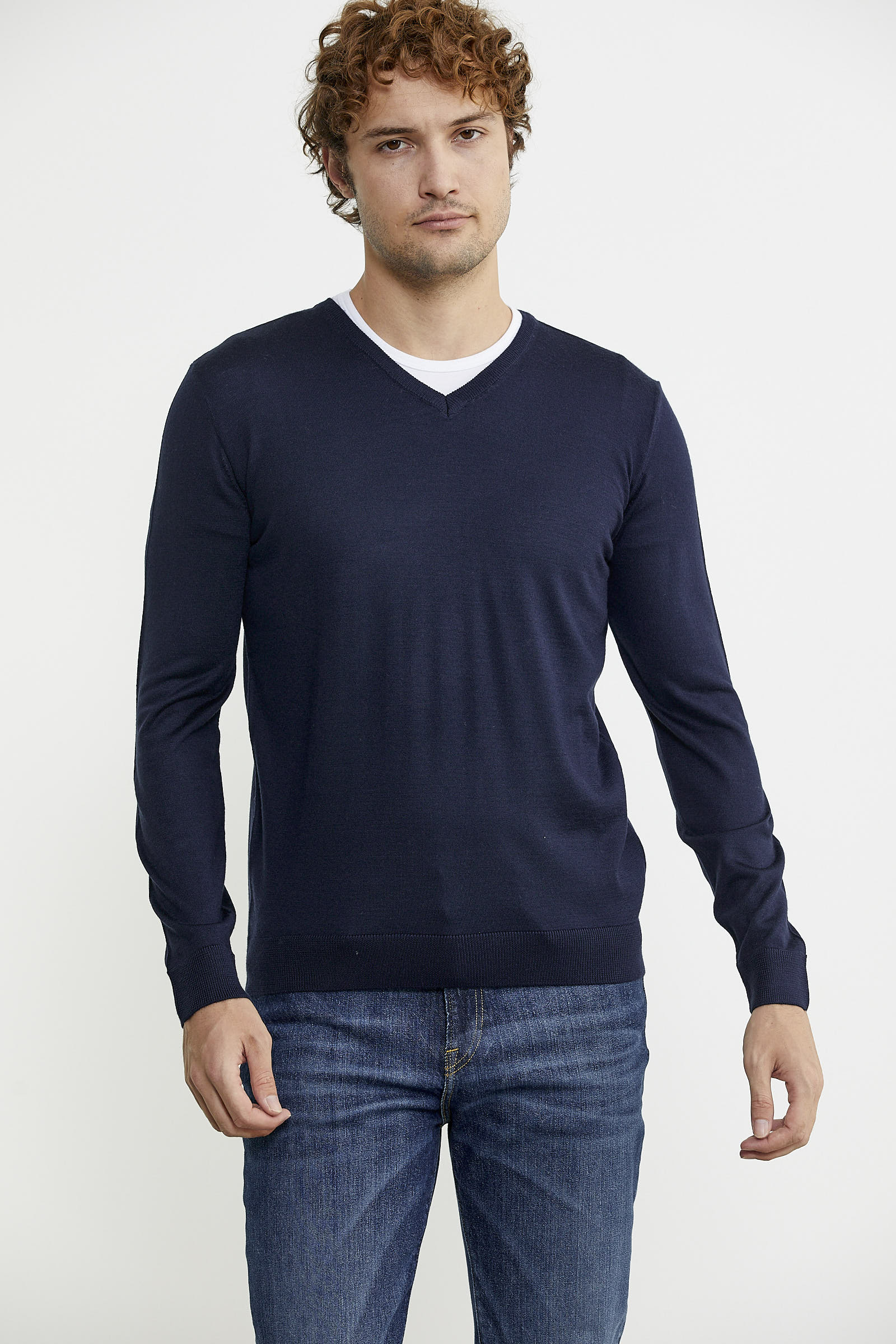 Men's V Neck Basic Knitwear Sweater - Navy Blue – SEMENTA