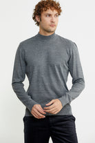 Erkek Yarım Boğazlı Triko Kazak - Füme - Sementa