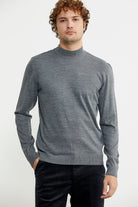 Erkek Yarım Boğazlı Triko Kazak - Füme - Sementa