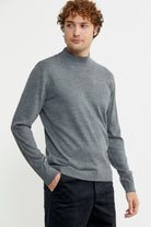 Erkek Yarım Boğazlı Triko Kazak - Füme - Sementa