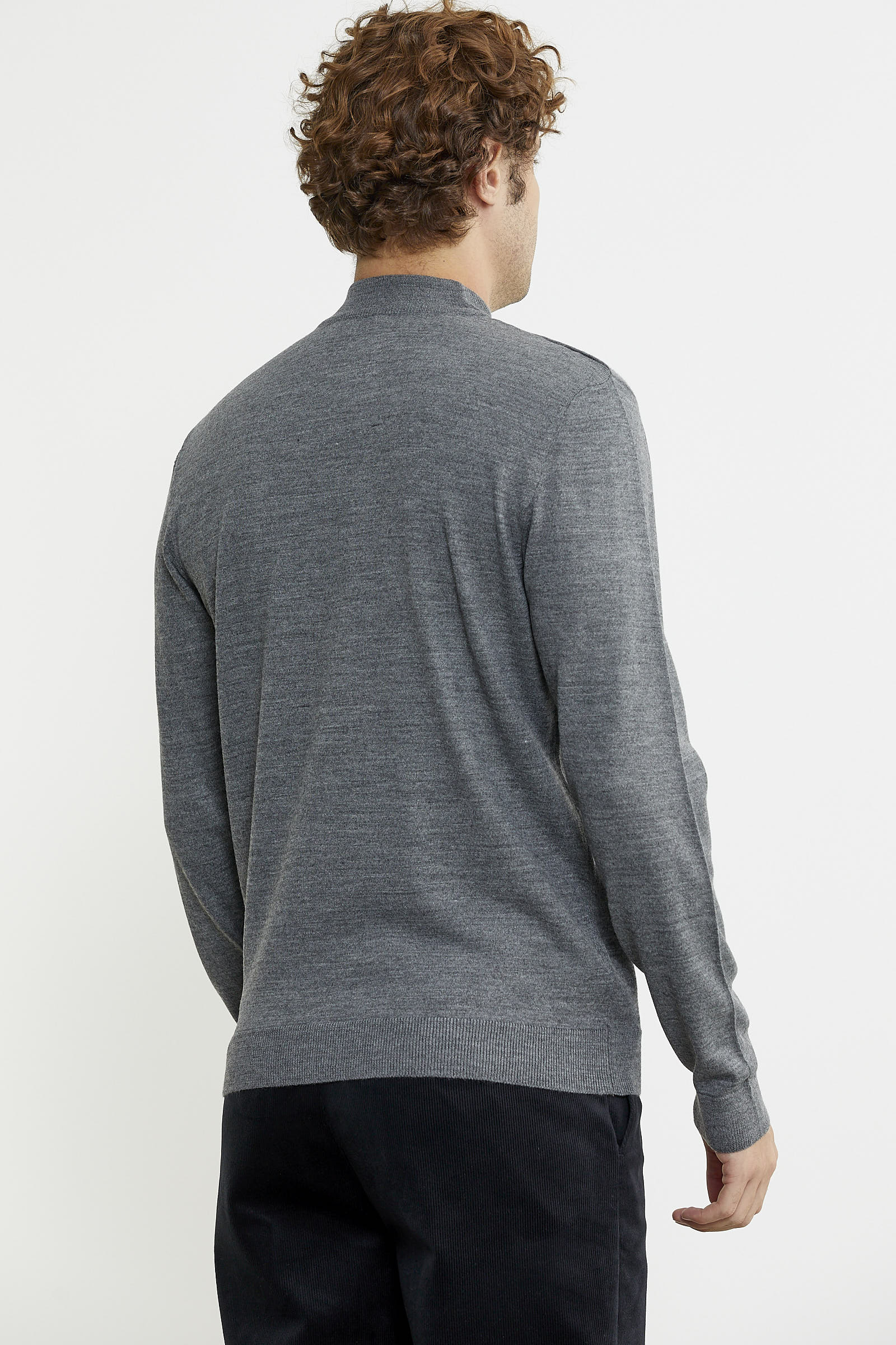 Erkek Yarım Boğazlı Triko Kazak - Füme - Sementa