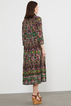 Etnik Desen Uzun Renkli Elbise - Siyah (6) Sementa